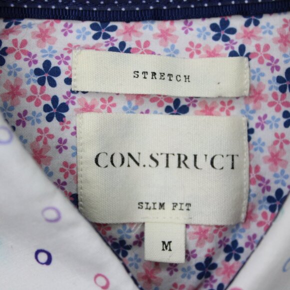 Construct Stretch Shirt Mens Medium White, Blue, Red Geometric AOP Slim Fit S/S - Picture 8 of 13